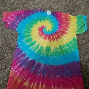 Tie dye/plain short sleeve shirt